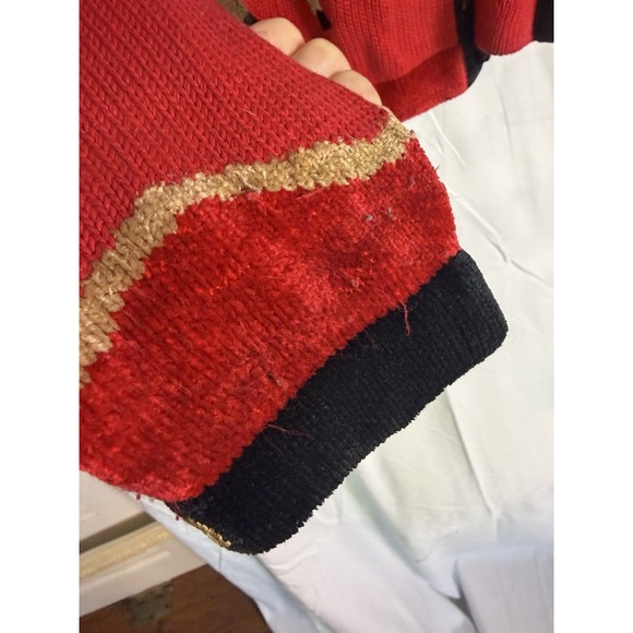 VTG Berek By Takako Sakon Red Equestrian Long Sleeve Horse Cardigan FLAWS Sz L - Picture 10 of 16